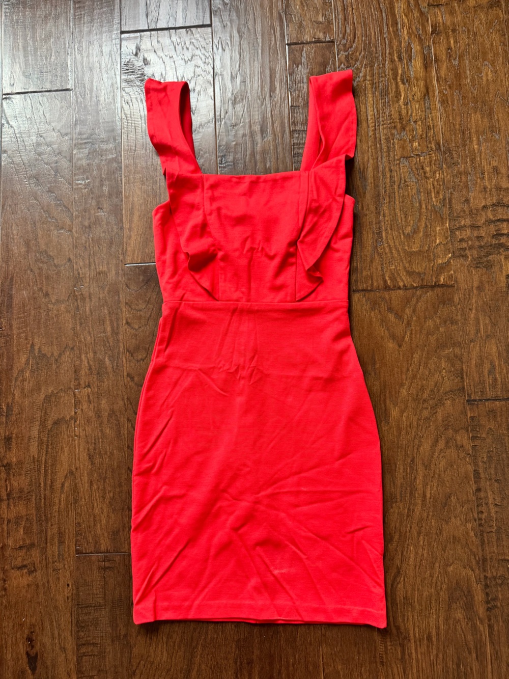 Amanda Uprichard Red Fitted Square-Neck Sheath Dress